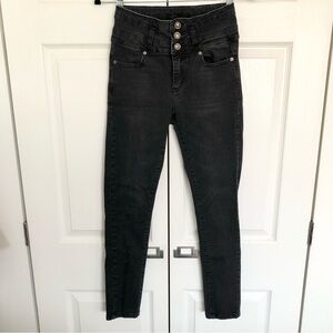 Acid Wash Black High Rise Stretch Skinny Jeans Size 3